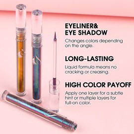 ARCHIDATE Chameleon Liquid Eyeliner, Multichrome Chrome Eyeliner with Ultra-Fine Tip, High Pigment, Multi-Reflective Finish, Long Lasting, Waterproof &Smudgeproof, Quickly Dry Color Shifting Eye Liner