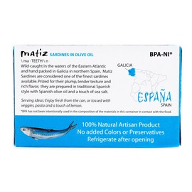 Matiz Sardines in Olive Oil, 4.2 Ounce Can (Pack of 12) Spanish Gourmet Wild Caught Natural Fish for Tapas, Snacks, or Meals, Protein Rich, Sealed Freshness