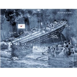 TITANIC SINKING APRIL 15, 1912 REPRINT OF AN OLD LITHO, VERY STRIKING