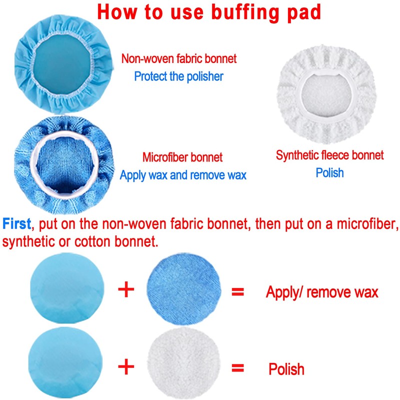SIQUK 17 Pieces 7 Inch Buffing Pads Foam Polishing Pad