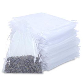 Kslong Kslong 100PCS Small Mesh Bags Drawstring 3x4,Sheer Organza Bags Drawstring for Jewelry, Mesh Party Wedding Favor Bags for Small Business,Candy,Bracelet Packaging,Empty Sachet Bags (White)