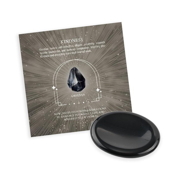 Obsidian Inspirational Stones Natural Healing Crystal Kindness Stone - Worry