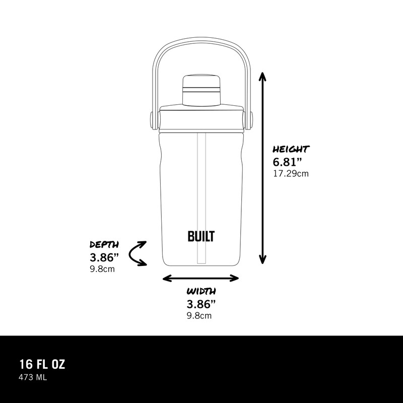 Built Bedford Dualid Bottle, 16oz, Sea Glass, Made From Durable