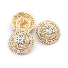 5Pcs Metal Rhinestone Button Crafted Gemstone Crystal Embellishments Bulk for Making Wedding DIY Decoration(Golden,22mm)