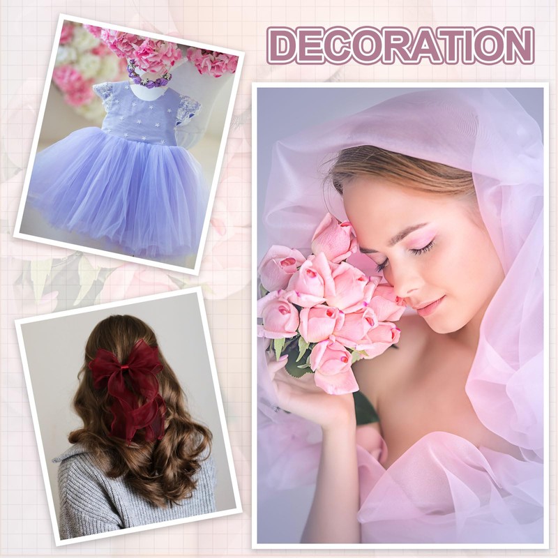 sourcing map Iridescent Sheer Organza Fabric, 10 Yards x 59