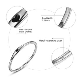 Bonlavie 925 Sterling Silver Promise Rings for Women Simple Carve Heart Wedding Band Stackable Ring for Her Size T