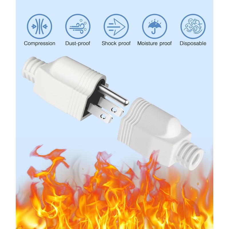 NEMA 5-15P Male 15A 125V 3-Claw Household 2-Pole 3-Wire grounding