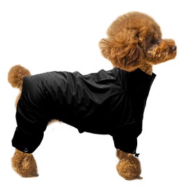 Dog raincoat, dog rain coat poncho waterproof clothes with safe reflective stripes and zipper closure for small medium and large pet - Black - XXL