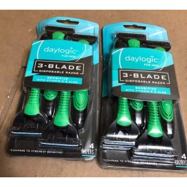 Blade Daylogic 3 Blade Disposable Razor Sensitive For Men, Lot Of 2, 8 Razors