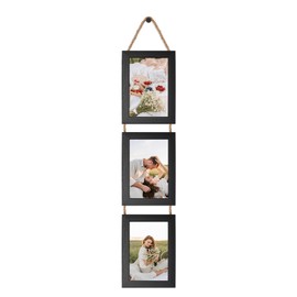 4x6 Picture Frames Collage Black, 3 Openings 4 x 6 Vertical Hanging Photo Frames Display 4 by 6 inch Pictures for Wall Decor