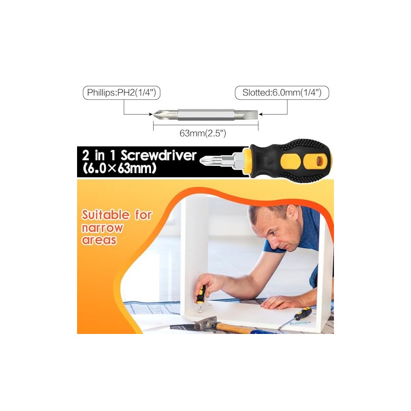 9pcs Magnetic Screwdrivers Set, Including 12in Phillips and Slotted Screwdrivers,