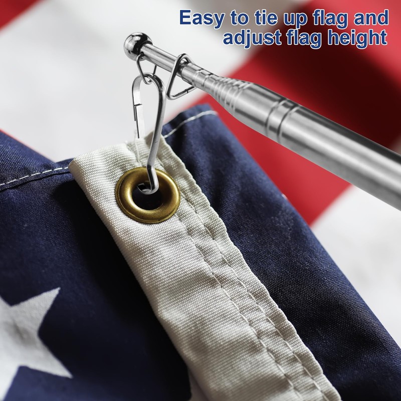6.5ft (200cm) Telescopic Handheld Flagpole, 2 Pcs Retractable Banner Pole