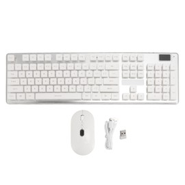 Wireless Gaming Keyboard and Mouse Set Type C Rechargeable Backlit Ultra Thin Gaming Keyboard with Battery Level Display for XP 10 8 7 White