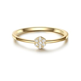 GLANZSTÜCKE MÜNCHEN Women's Solitaire Ring 925 Sterling Silver Yellow Gold-Plated with White Zirconia Silver Ring Gold-Plated Women's Ring, 60, Silver, No Gemstone