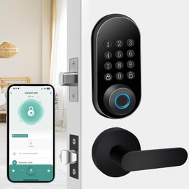 Keyless Entry Door Lock with Handle Set, Smart Electronic Keypad Deadbolt Locks for Front Door/Bedroom/Bathroom (Black)