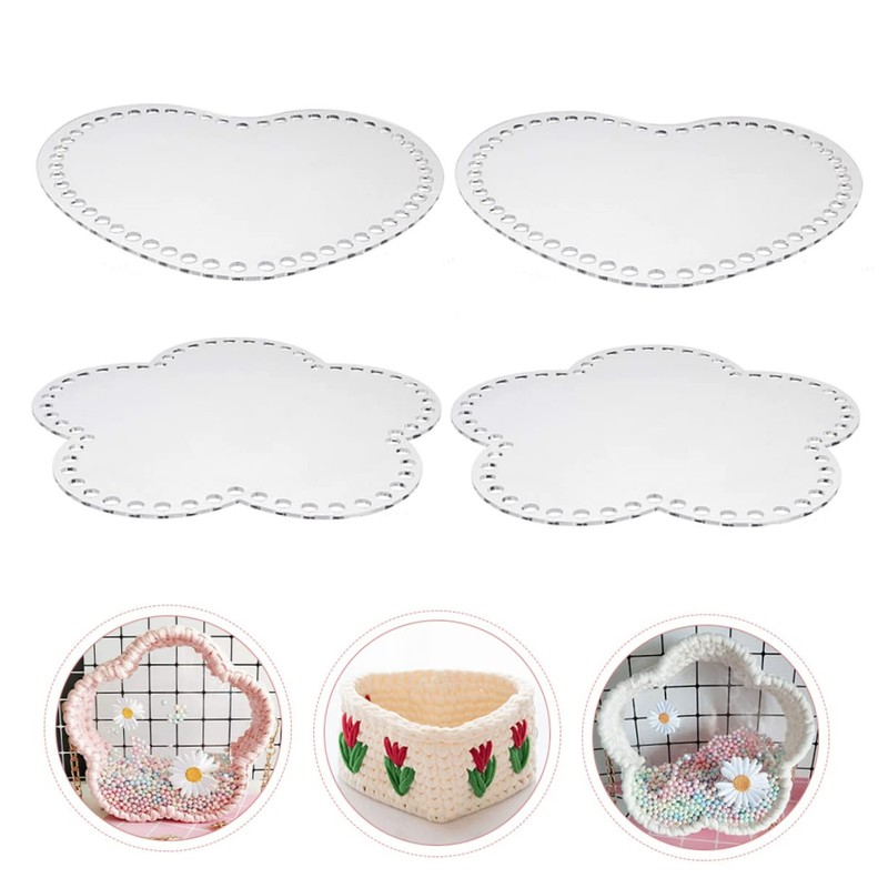 OHPHCALL 4pcs Yarn Basket Base Heart DIY for Crochet Transparent