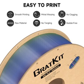 Gratkit Silk Rainbow PLA Filament 1.75mm, Color Change 3D Printer Filament, +/-0.03mm, Multicolor 3D Printing Filament Rainbow Universe