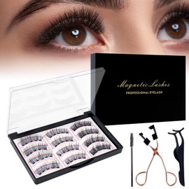 HASAIKA® Magnetic Eyelashes, Magnetic Eyelash Set, Reusable Magnetic Eyelashes, Waterproof Lasting Magnetic Eyelashes Set, Suitable for All Types of Daily Makeup (6 Pairs)