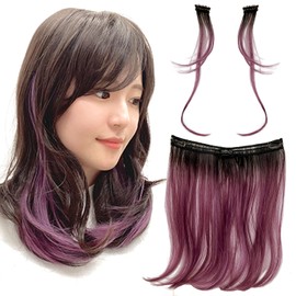 AQUADOLL wgt818-M-FGP Wig Inner Point Collar One-Touch Clip Extensions Medium FGP. Fresh Grape