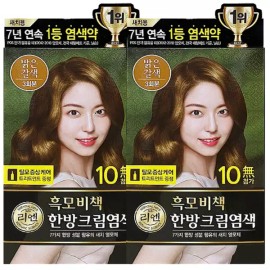 Lien 리엔 흑모비책 한방 크림 염색 120g 밝은갈색 2개 [리엔 흑모비책 염색크림 밝은갈색 120g x 2개] Rien Black Hair Color Herbal Cream 120g Light Brown 2-Pack