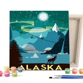 I Love Painting DIY Canvas Painting Kit 25x25cm Landmark_Alaska_Mountain / 아이러브페인팅 DIY캔버스형 그림그리기 25x25cm 랜드마크알래스카산