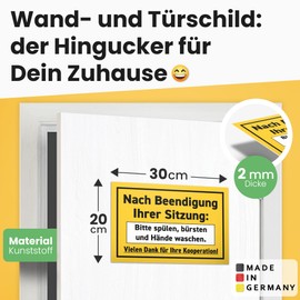 DankeDir! Rinse Brushes Hands Washing Sign 30 x 20 cm – Toilet Sign for Hanging Toilet Sign Toilet Funny Toilet Sign – Guest Toilet Men's Decorative Funny Door Sign Guest Toilet Wall