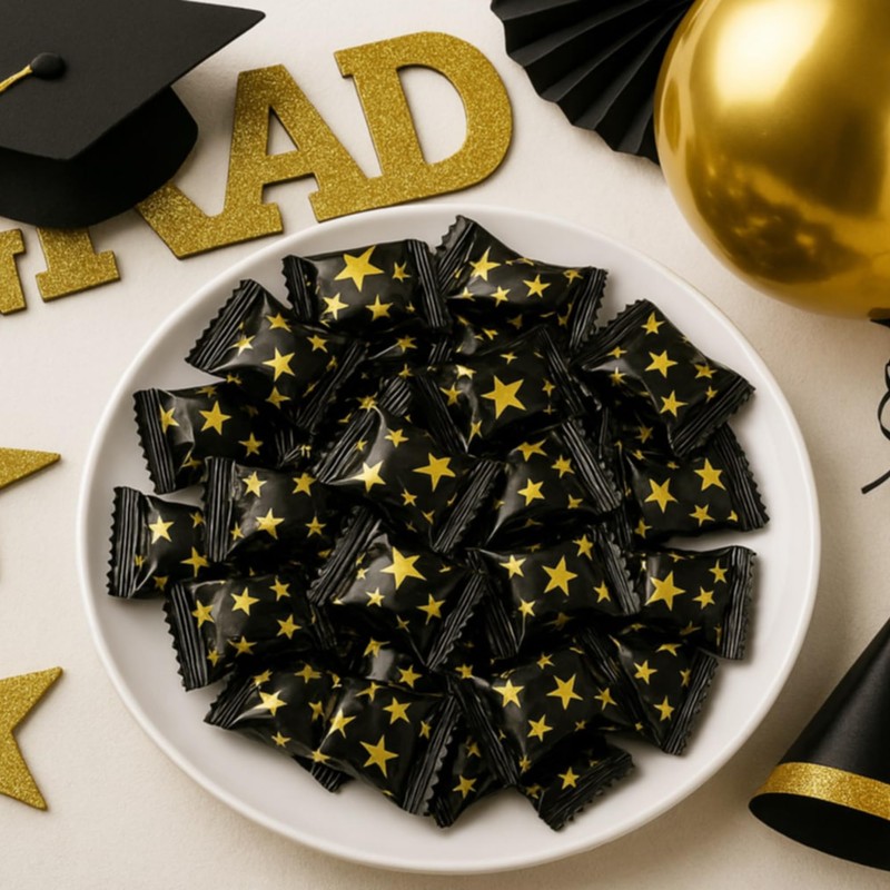 216 Count Black and Gold Buttermints Individually Wrapped Bulk –