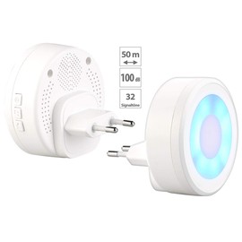 Somikon Accessories for Wireless Bell Extension: Wireless Bell Extension for Doorbell VTK-220, Light & Sound Signal (Wireless Bell Extension, Doorbell Extension, Doorbell Amplifier)