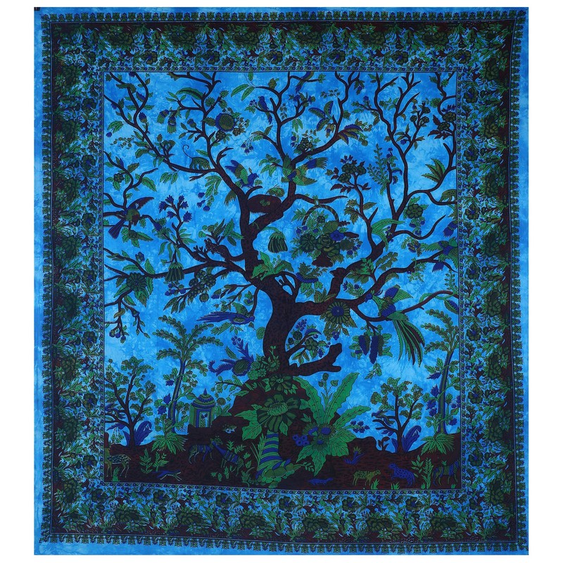 THE ART BOX Tapestry Turquoise Tree of Life Wall Hanging