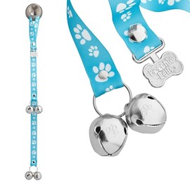 PoochieBells Dog Doorbell, Dog Potty Training Bells, Dog Safe USA-Made w/Perfect Sound,Dog Trainer Approved, Housetraining Made Easy & Quick, Sig Tracks Baby Blue