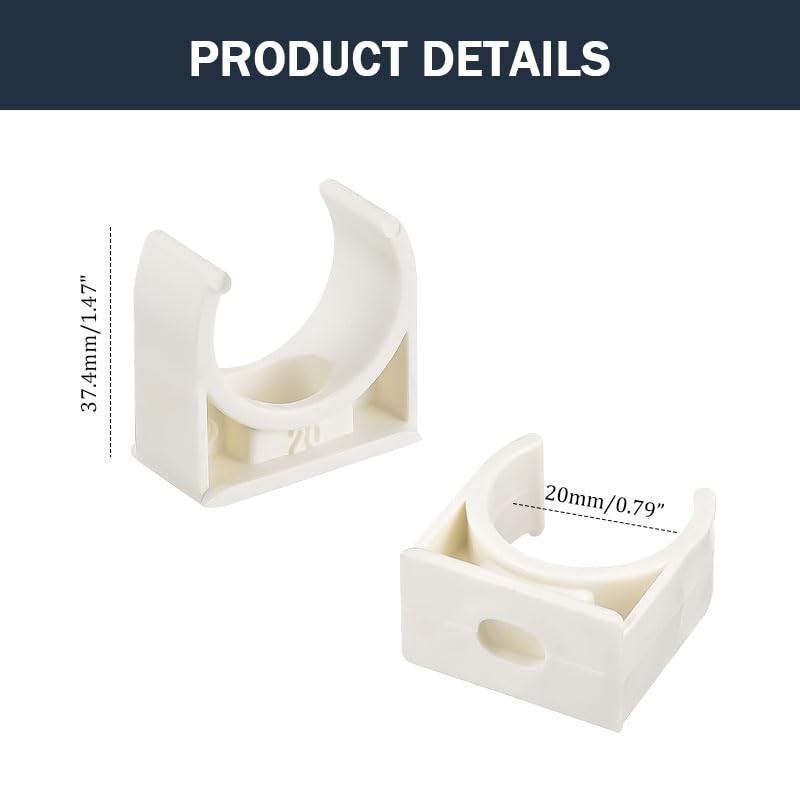 20Pcs 20mm PVC Pipe Clips, Hose Clamps for Plumbing/Central Heating/Garden