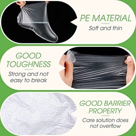 Hoolerry 500 fundas de plástico para pies para pies, calcetines de plástico para hidratar los pies, guantes de parafina, revestimientos de baño con ca