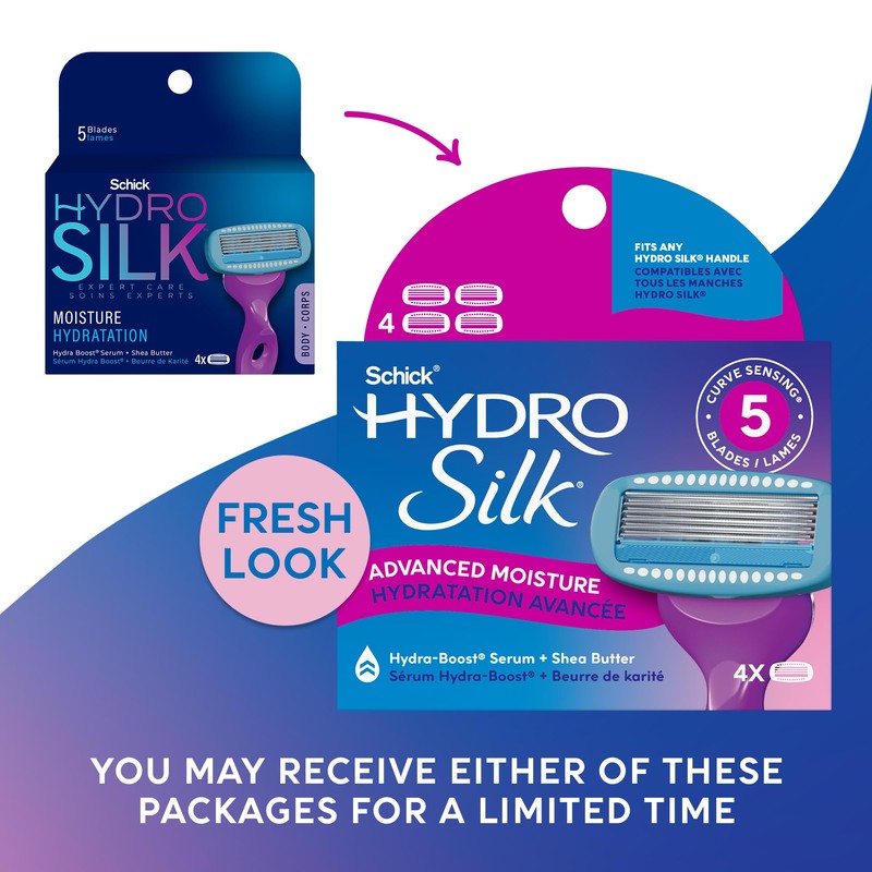 Schick Hydro Silk Moisture Razor Blade Refills, 4 Count |
