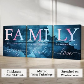 Family Letter Pattern Wall Decor Canvas Painting, 3 Counts Waterproof Home Decor Wall Art Painting, Wall Art Decor for Home Living Room Bedroom Office - Specification: 12*16inch(Framed)-P*3 Counts, Color: Multicolor
