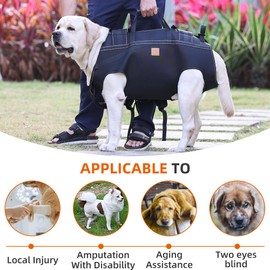 BT Bear Large Dog Carry Sling, Dogs Backpack Pet Legs Support Dog Lift Harness, Dog Carrier for Senior Dogs Joint Injuries, Arthritis, Up and Down Stairs, Paralysis Dogs Walk,XXL For 50-66lb Dogs