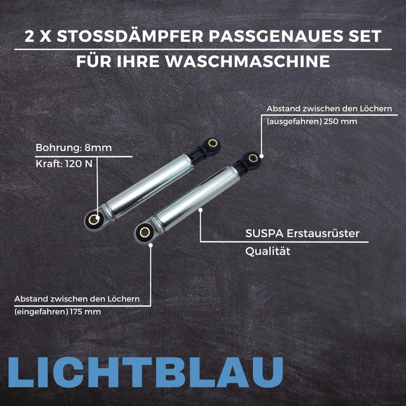 Light Blue 2x Suspa Shock Absorbers 4500826 4151285 Miele Washing