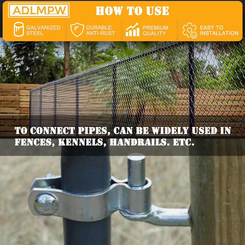 [Pack of 4] 8" J-Bolt Chain Link Fence Gate Hinge,