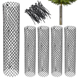 Shappy 6 Pcs 54 Inch Tree Bark Protector Mesh Guard, Adjustable Trunk Protector with 100 Zip Ties, Tree Guard for Saplings Fruit Trees Deer Trimmer Protection
