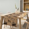 Retro Rustic Table Runner, Moose Deer Bear Leaf Forest Tree