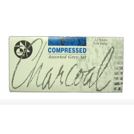 Jakar 7623 Assorted Greys Compressed Charcoal Stick (Pack of 12)