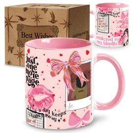 Pink Just One More Page Reading Coffee Cup for Women Bookish Girls,11oz