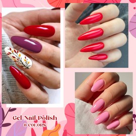 MTSSII 8PCS Gel Nail Polish Set, Soak Off UV LED Lamp Gel Nail Polish Kit (SET9, 8PCS)