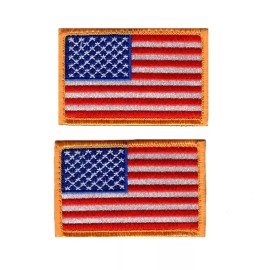 USA American Flag Embroidered 3.0 X 2.0 2PC SET HOOK Patch (MTF1)