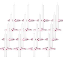50 Pieces 5-Inch White Unscented Taper Candles with Drip Protectors for Church, Prayer, Shabbat, and Vigil Use