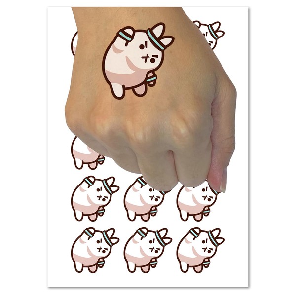 Cute Kawaii Bunny Rabbit Workout Exercise Temporary Tattoo Water Resistant