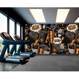 TUNDJ - Gym Mural Wallpaper Dark Graffiti Wall Mural for Club Fitness Room Decoration（Not Peel and Stick）