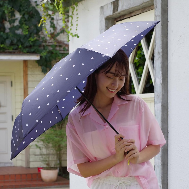 Nifty Colors 1812NV Folding Umbrella, Gradient Heart Carbon Lightweight Mini