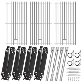 Criditpid Grill Replacement Parts for CharBroil 463436215, Stainless Steel Heat Plate, Cast Iron Grill Grates, Burners, Carryover Tubes, Igniter for CharBroil 463436213, 463436214, 467300115 Grills.