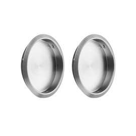 JOY DECOR 6 Pack Round Pocket Door Pulls Closet Door Pulls, 2-1/8" Brushed Nickel Closet Finger Pulls, Easy Snap in Installation, No Nails Needed