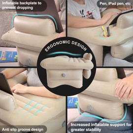 Elletwinkle Inflatable Reading Pillow for Lap Rest Pillow Portable for Adult Extra Large Arm Rest Travel Sofa Working, Crocheting Playing Steam Deck Switch or Sitting in Bed Floor Car Tent